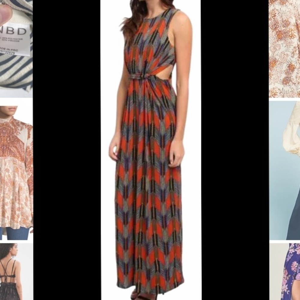 T Bags Los Angeles Boho Maxi Dress Side Cutouts S
